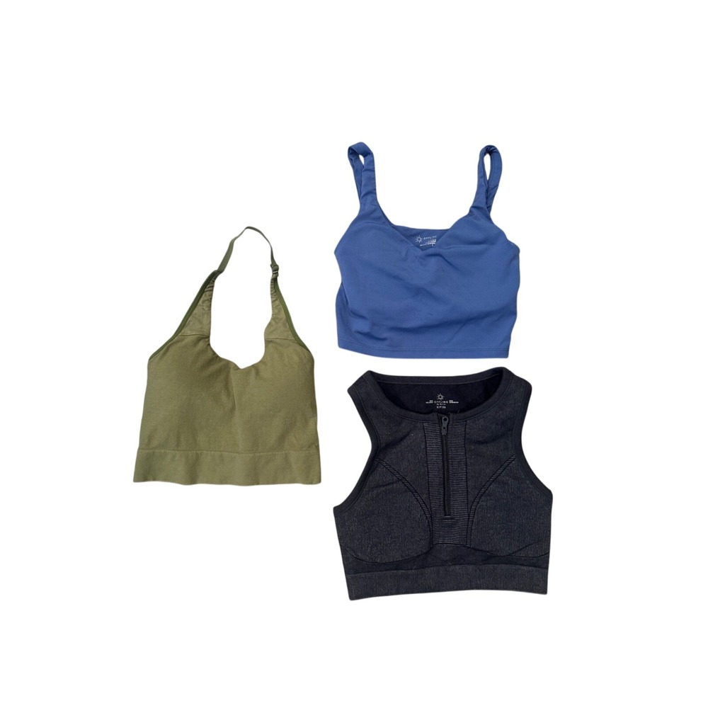 OFFLINE by Aerie and Auden Sports Bra Set of 3 Green Blue Black Small Athleisure